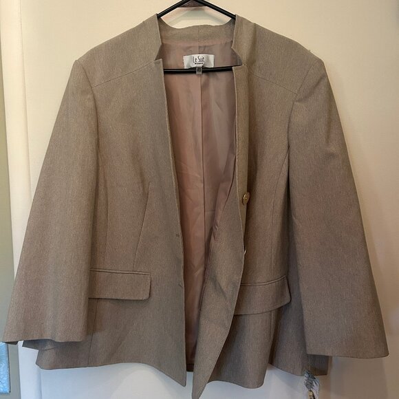 NWT Le Suit soft taupe lined blazer sz 20W - Picture 5 of 13